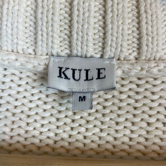 Kule The Matey Cream Black Stripe Chunky Cotton Knit Zip Collar Sweater womens S - Picture 13 of 17